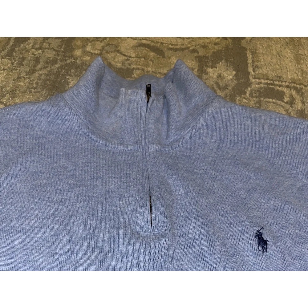 POLO Ralph-Lauren 1/4-Zip Blue Pullover MENS Sz XL X-Large Sweater - Picture 2 of 5